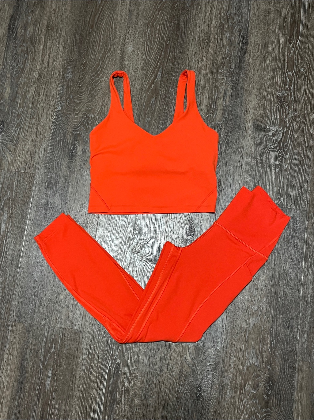 Like New Lululemon Matching Align Bright Orange Set. Size Top 6/Bottom 4